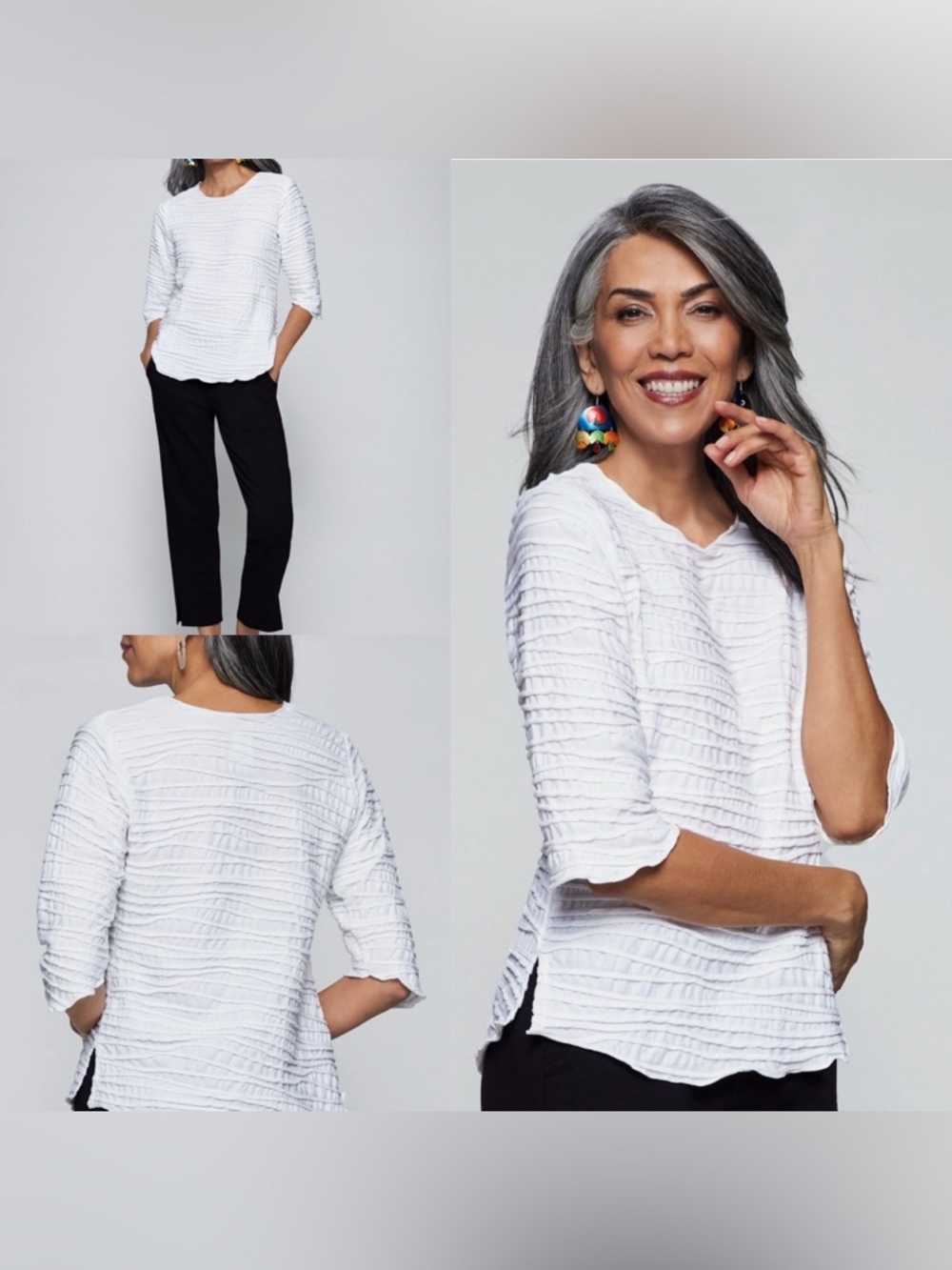 Carol Turner Fiore Classic Shirttail Top in White sz M
